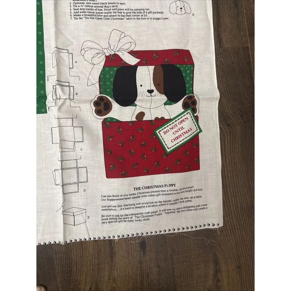 Craft Fabric Panel, Cute Christmas Puppy, CRANSTON VIP SCREEN PRINT/WORKS CO.